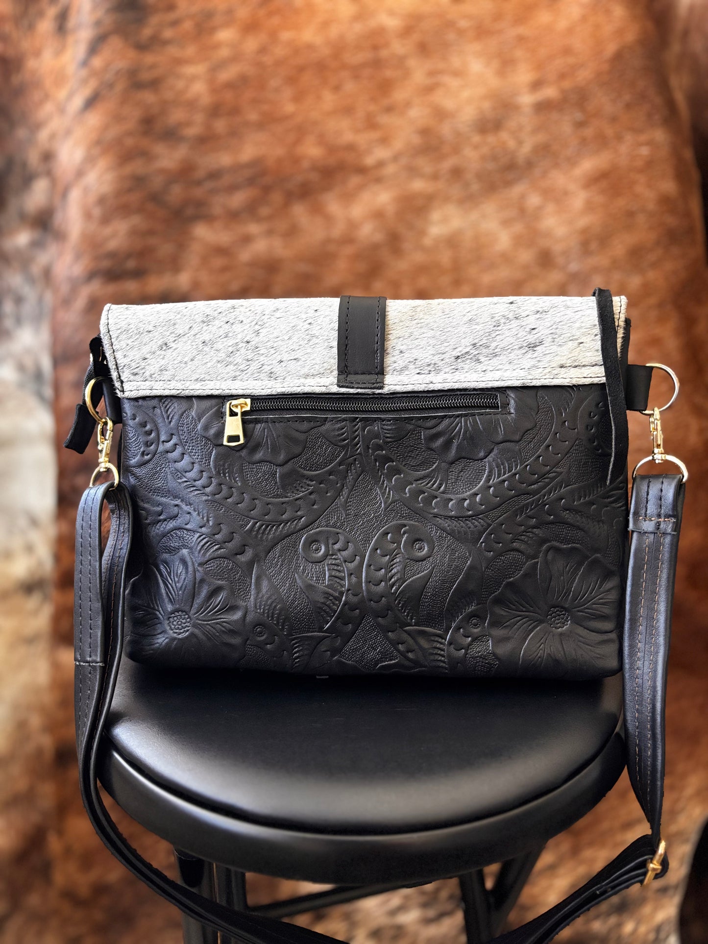 Cowhide Leather Fringe Bag