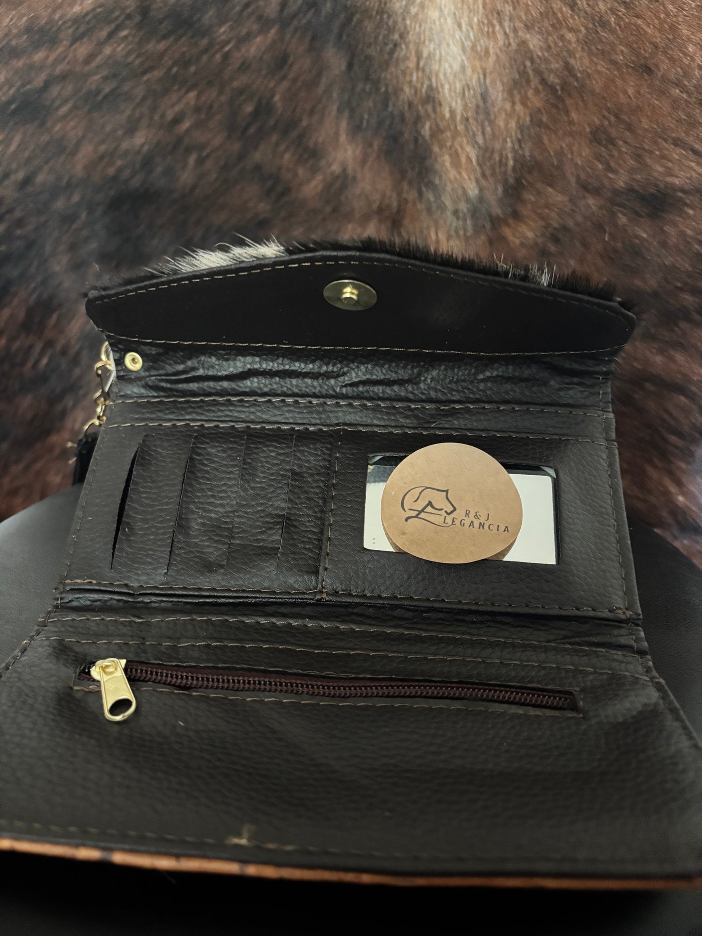 Cowhide floral wallet