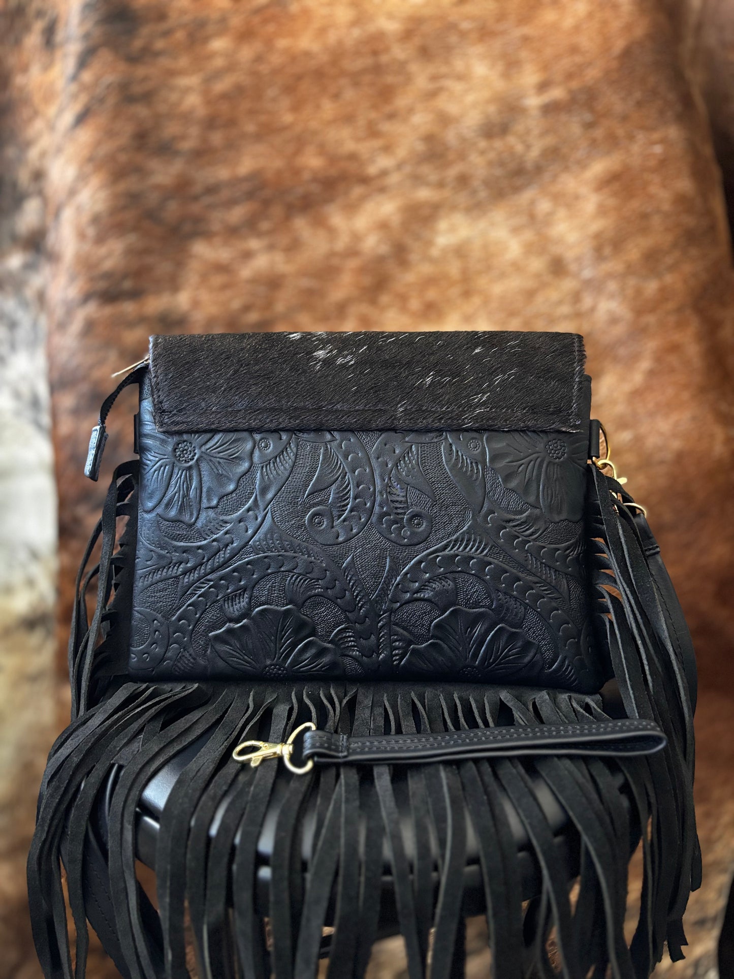 Cowhide Leather Fringe Bag