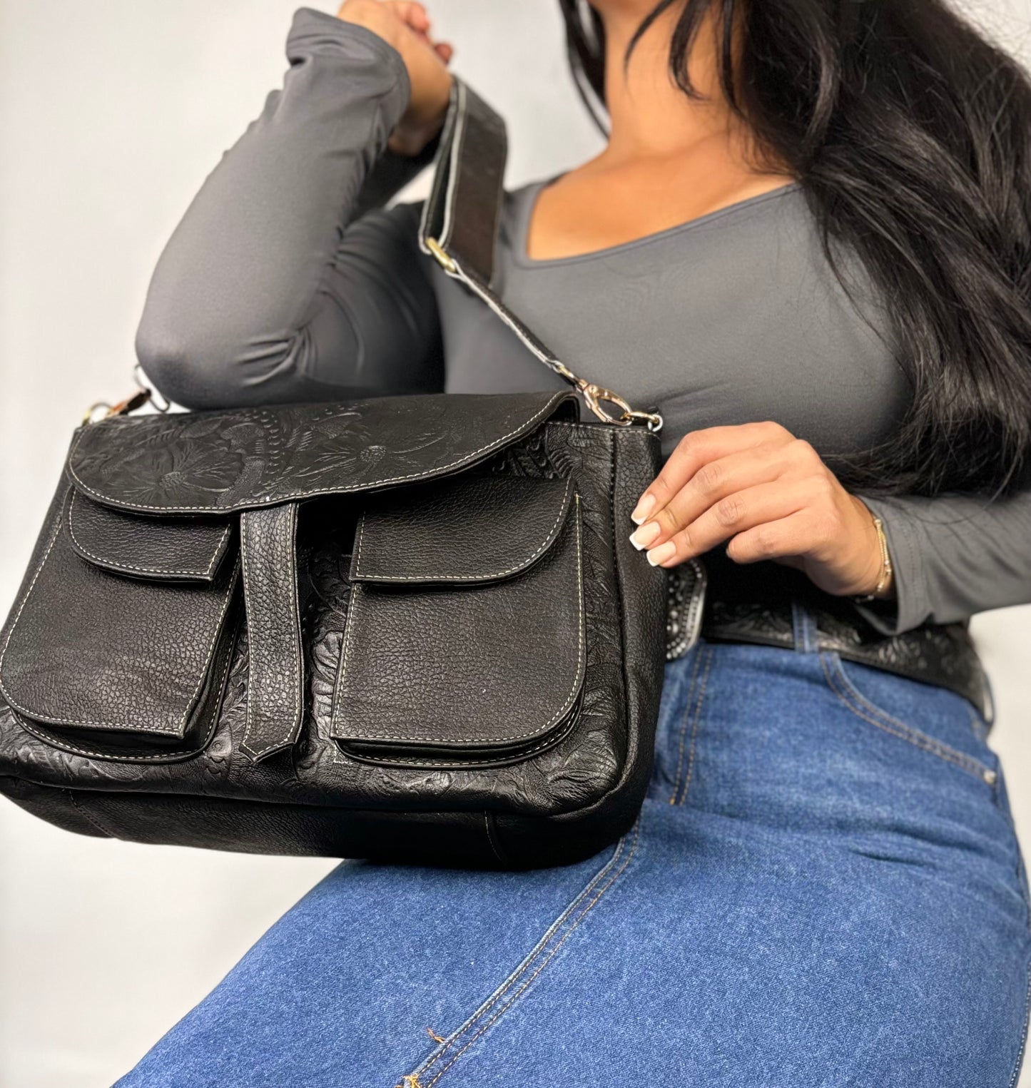Black Leather Shoulder Bag