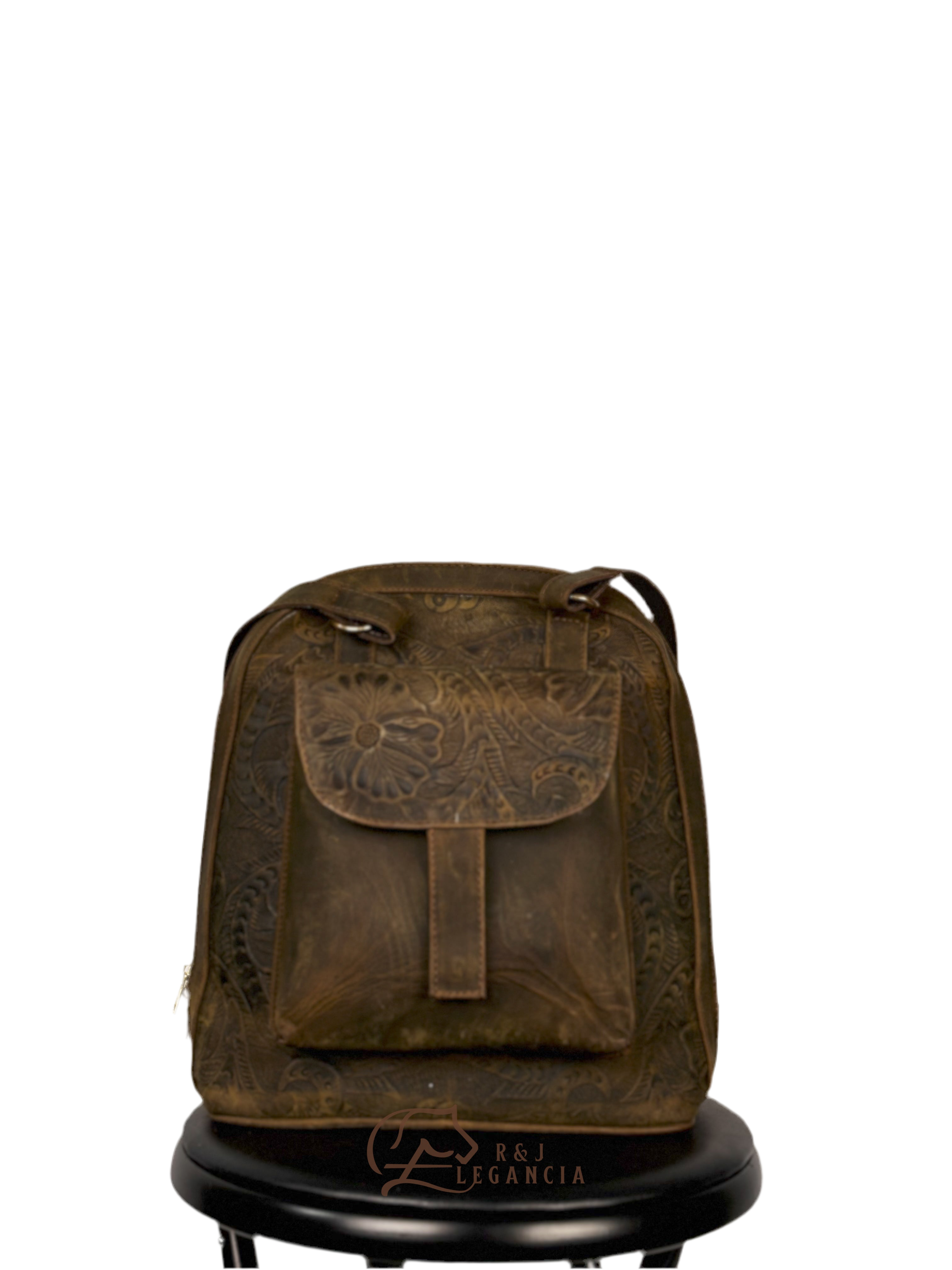Brown Leather Backpack - Main Image