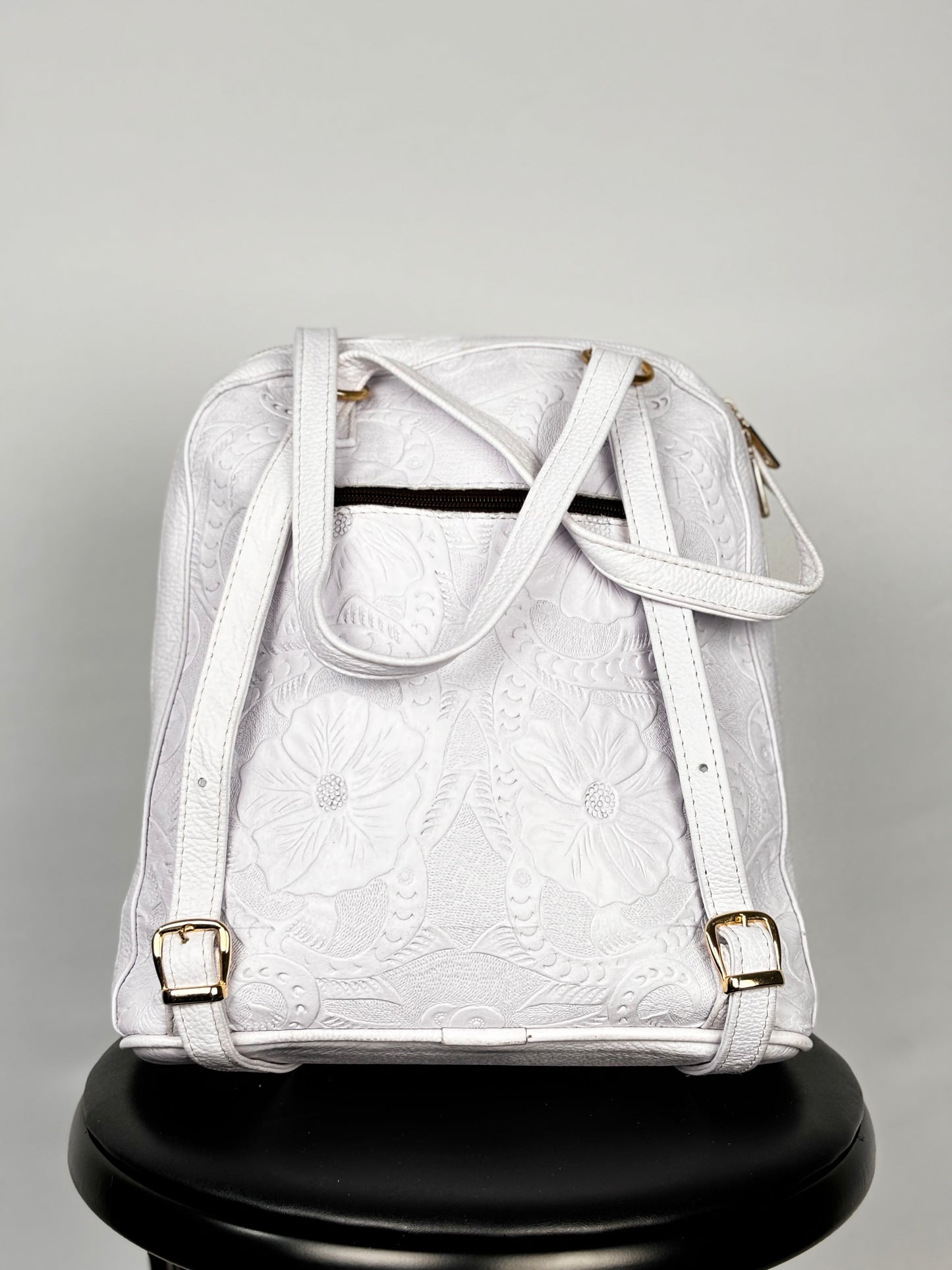 White Leather Backpack