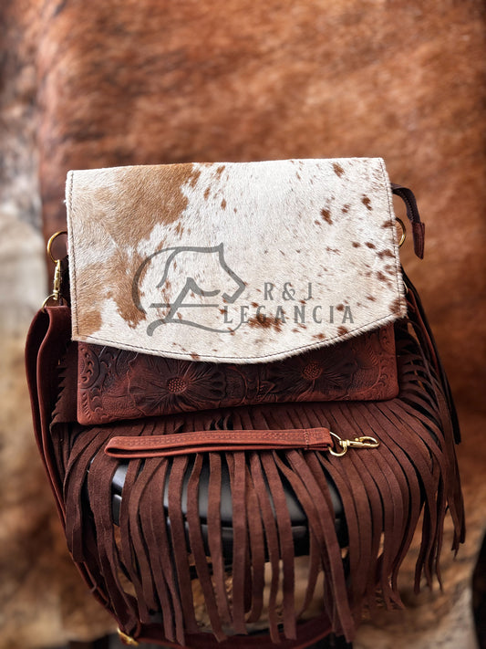 Cowhide Leather Fringe Bag