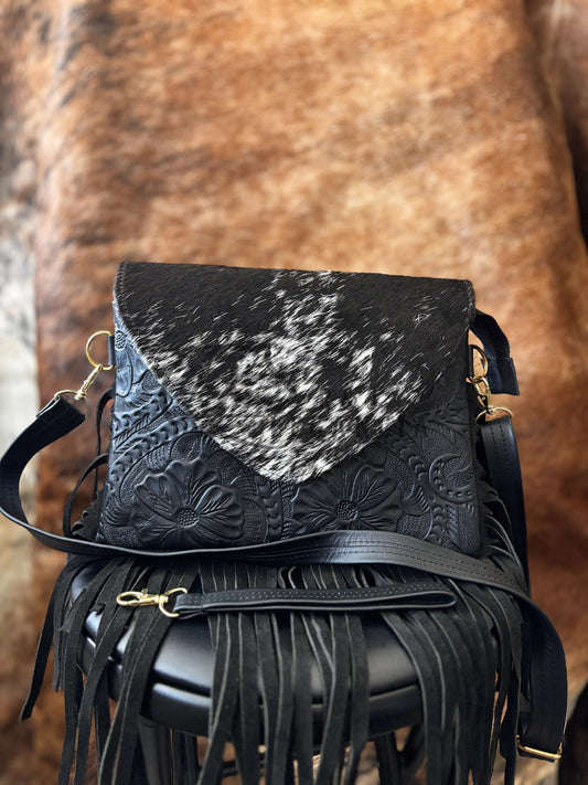 Cowhide Leather Fringe Bag