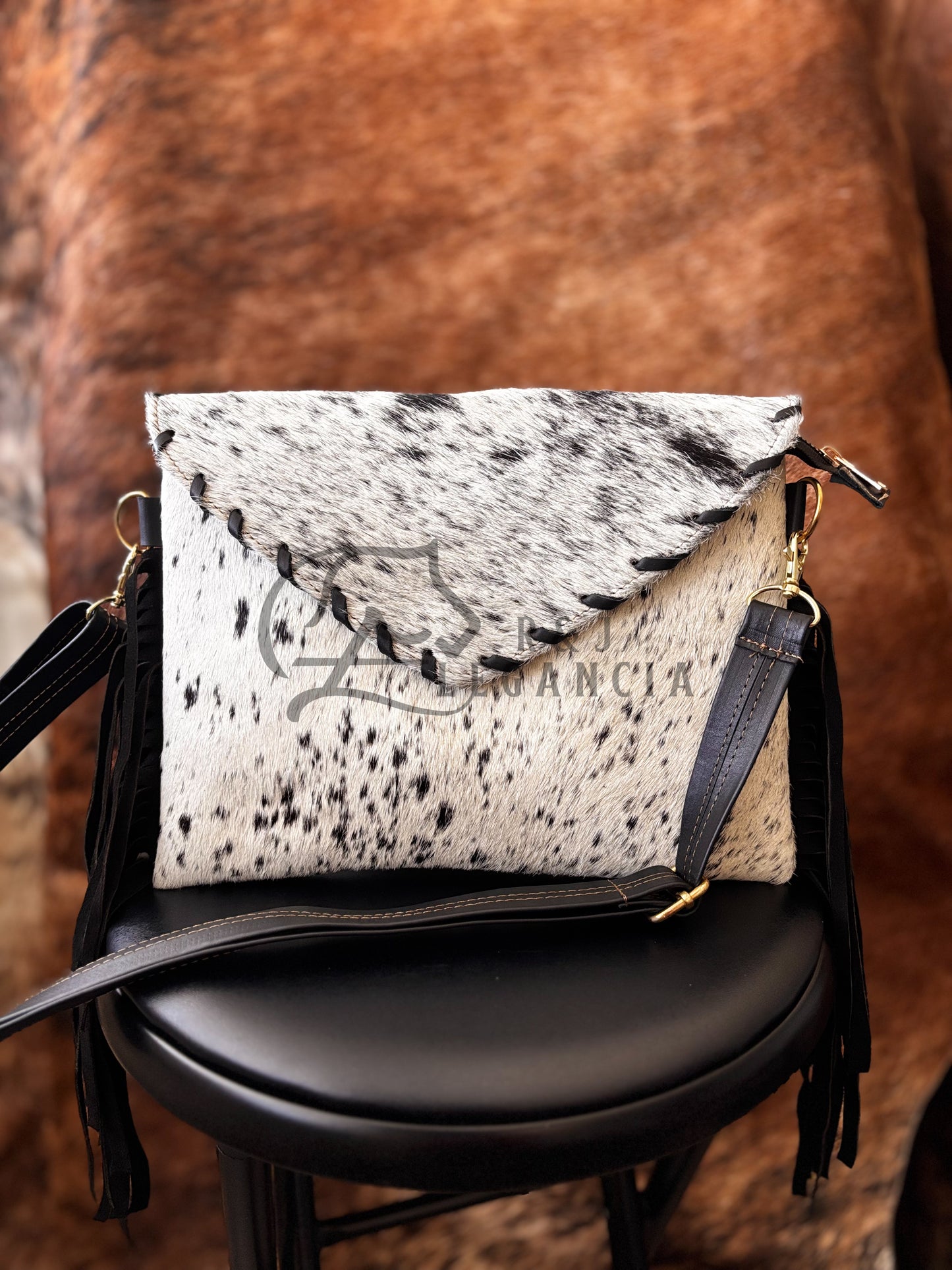 Cowhide Shoulder Bag with Fringe