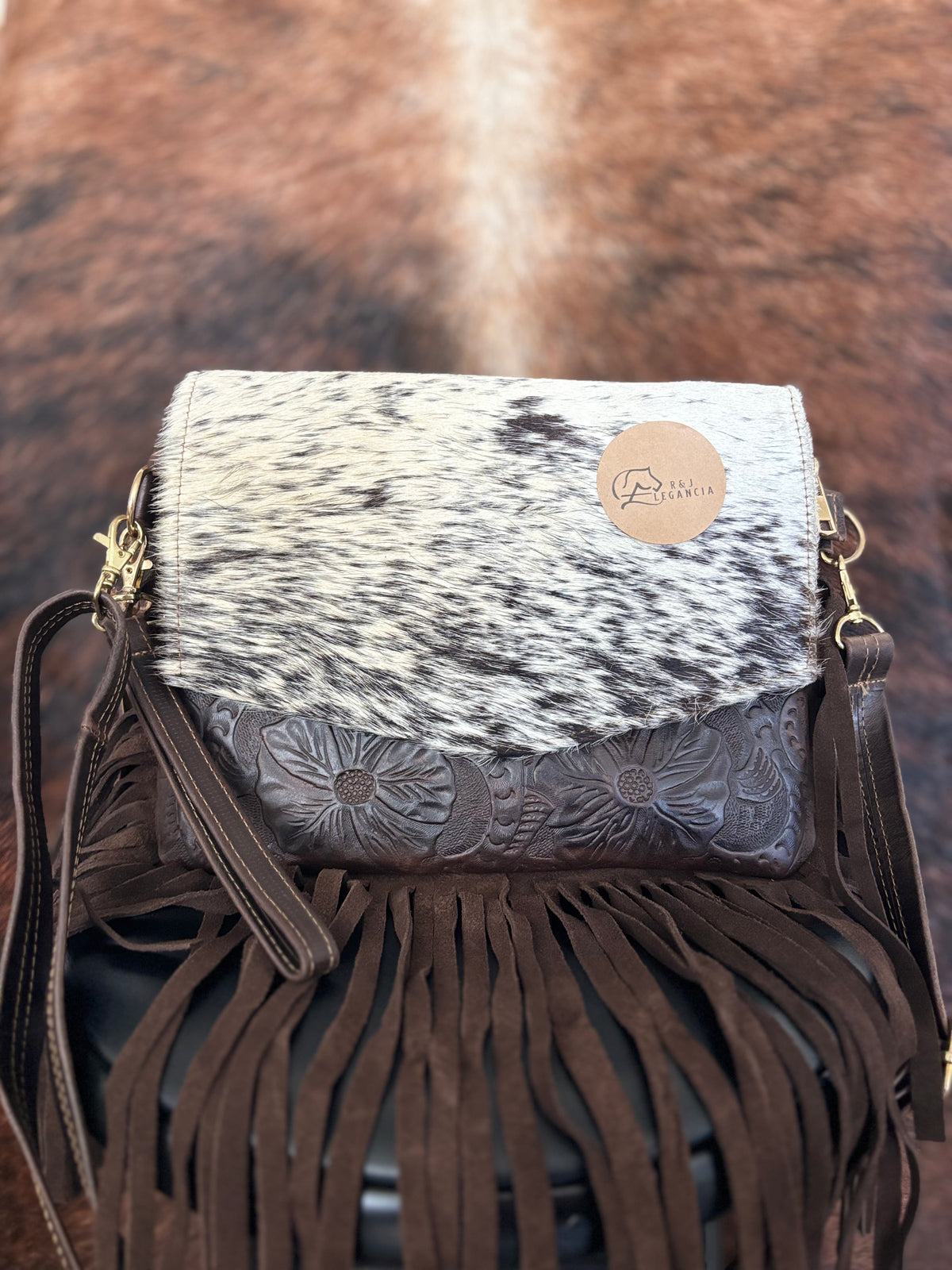 Cowhide Leather Fringe Bag