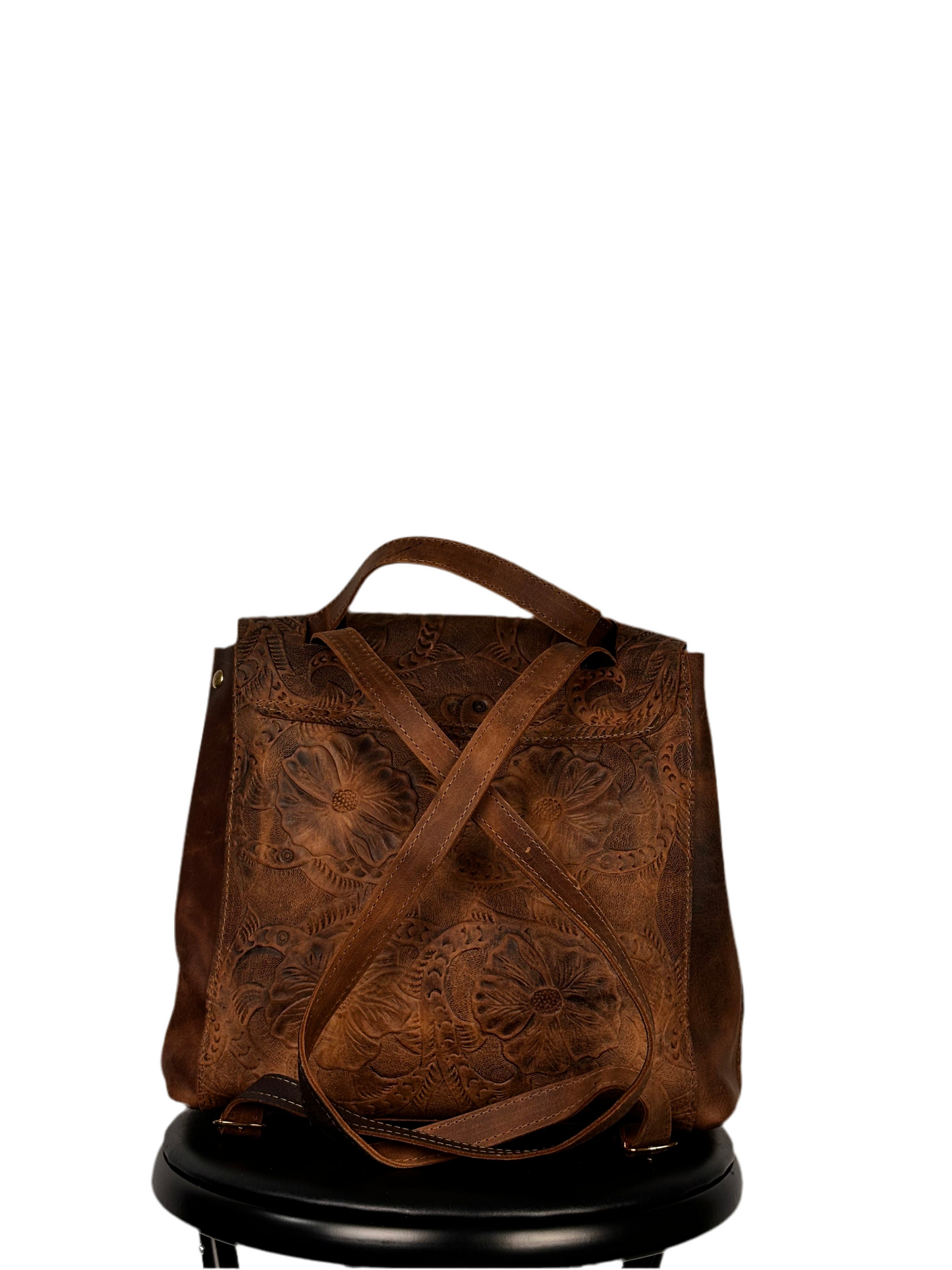 Floral Leather Backpack