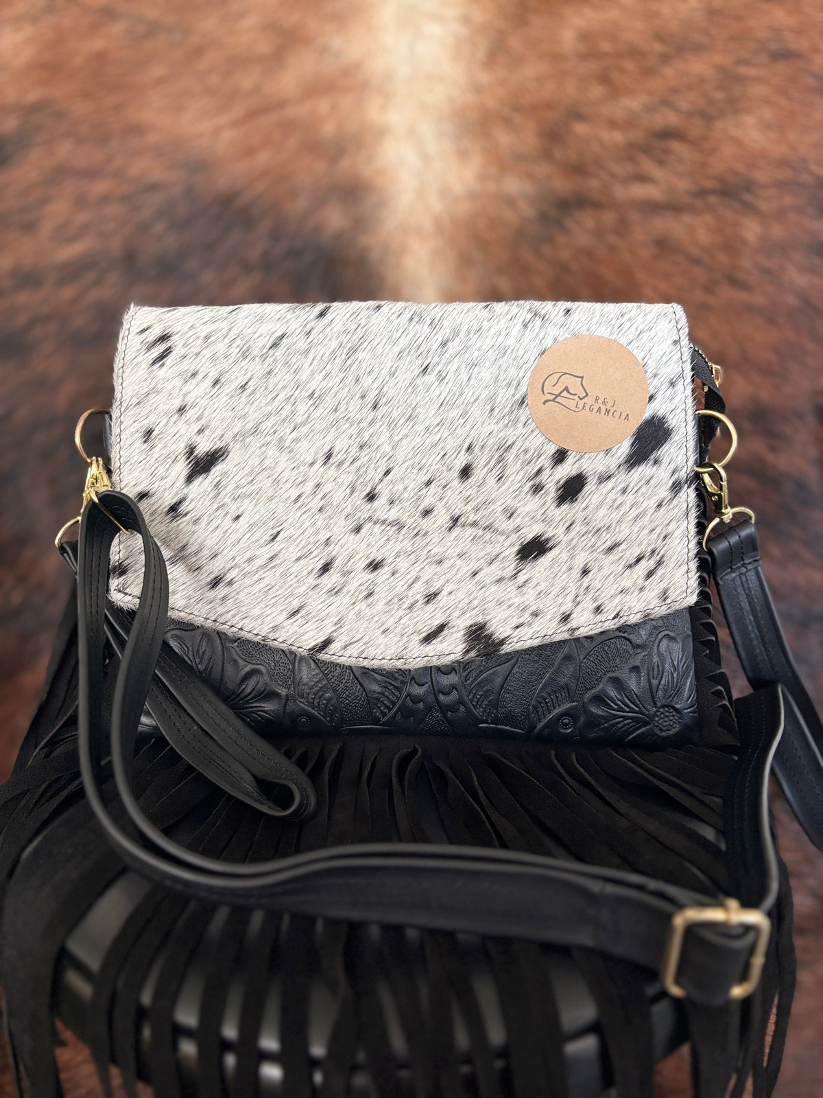 Cowhide Leather Fringe Bag