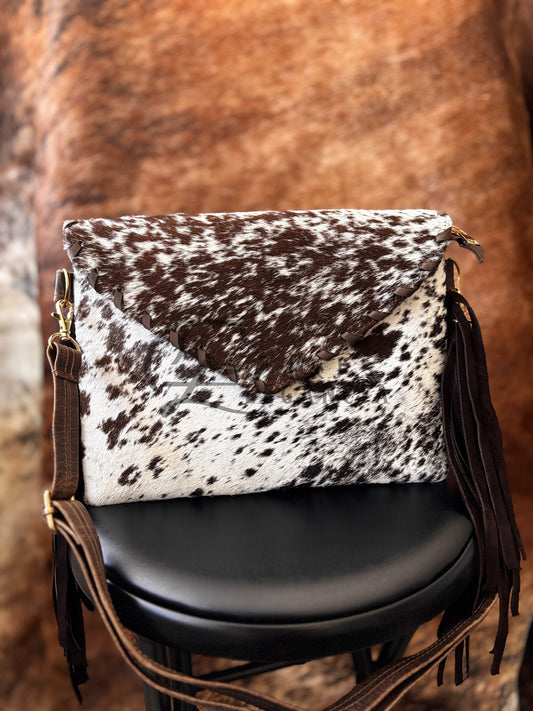 Cowhide Shoulder Bag with Fringe