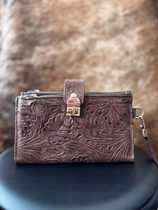 Leather Wallet with Wristlet