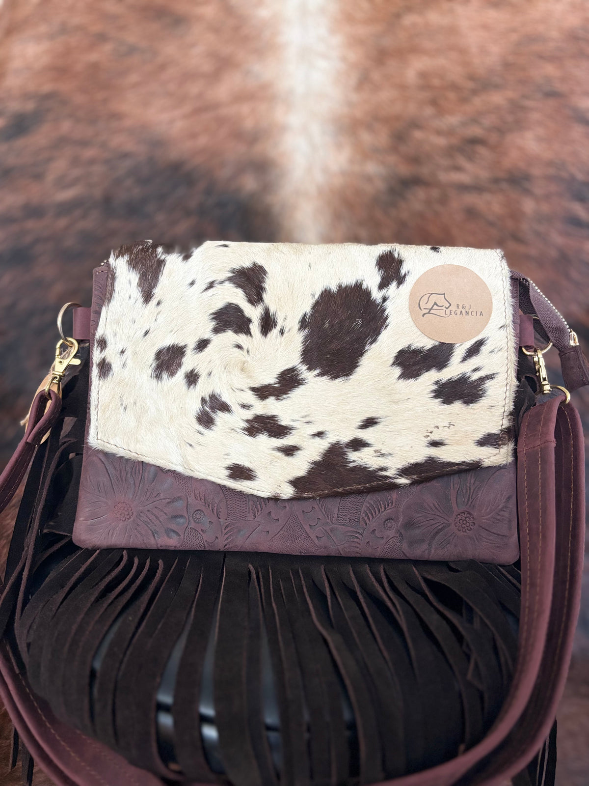 Cowhide Leather Fringe Bag