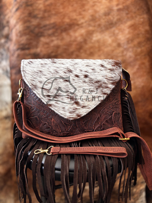 Cowhide Leather Fringe Bag
