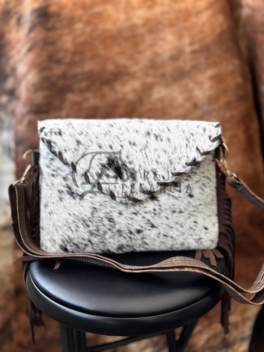 Cowhide Shoulder Bag with Fringe