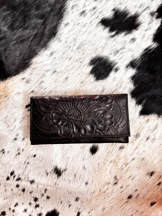 Cartera cincelado flor