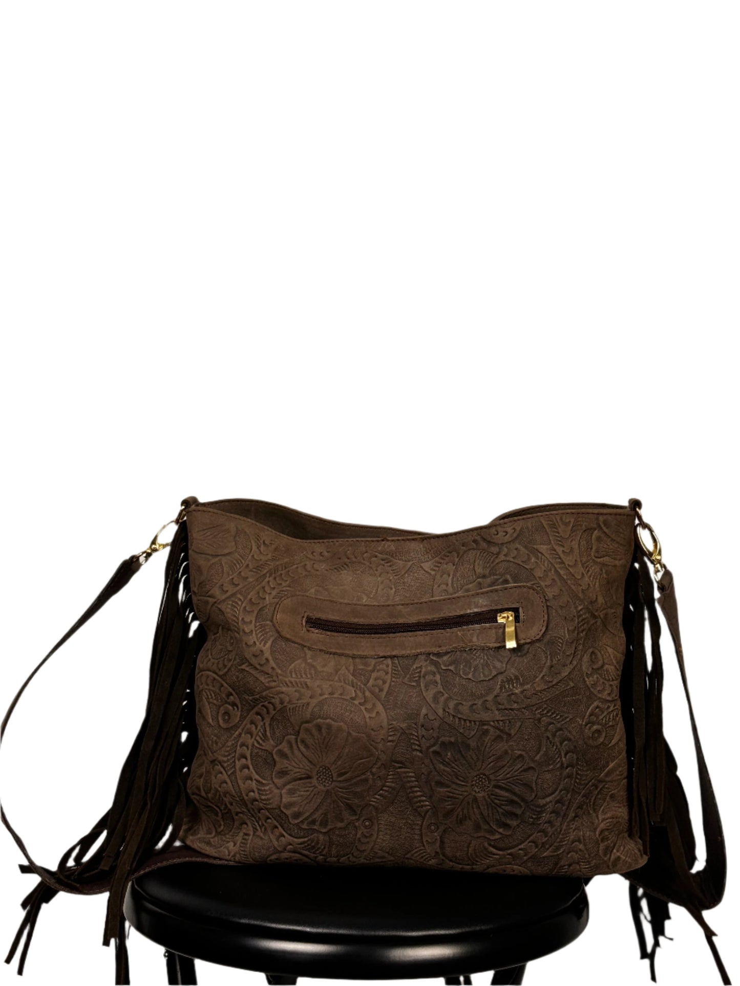 Floral Khaki Brown Crossbody Bag