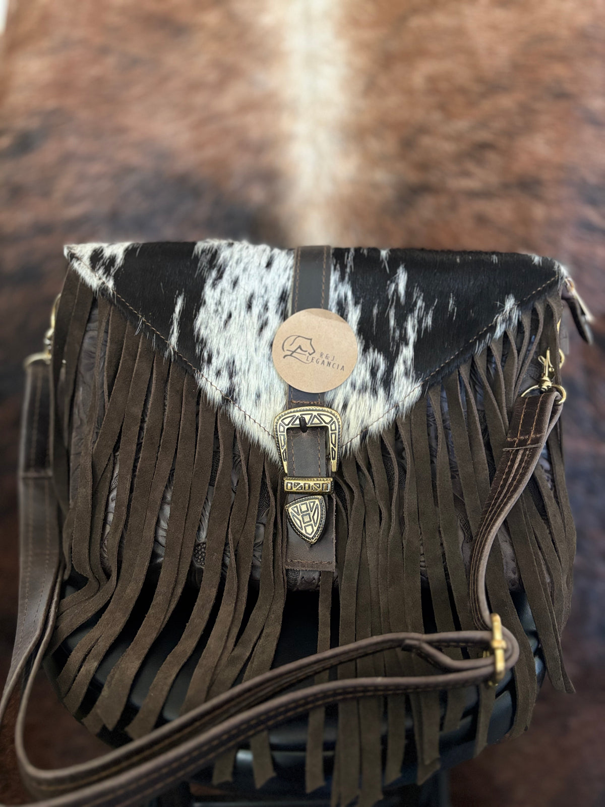 Cowhide Leather Fringe Bag