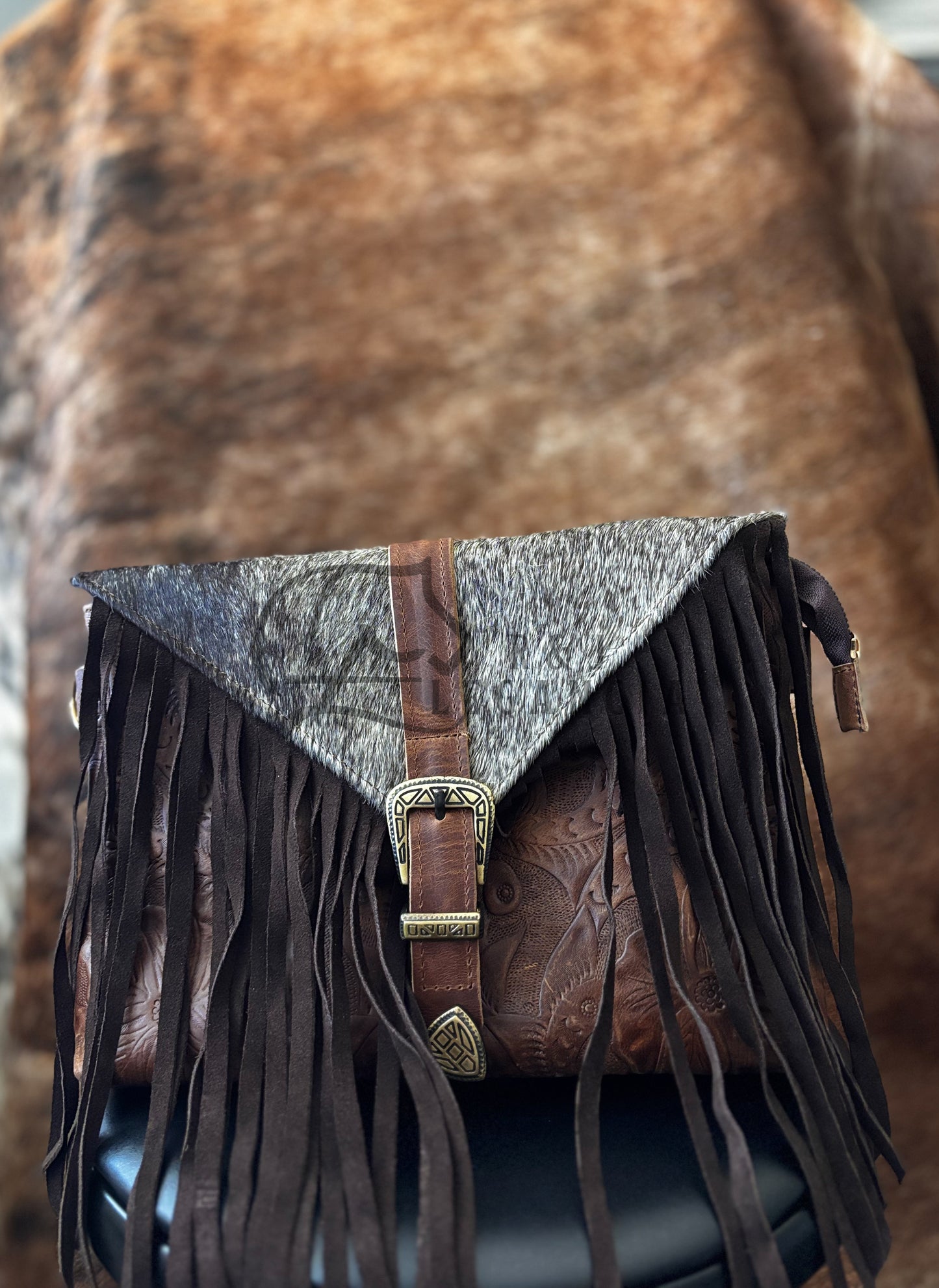 Cowhide Leather Fringe Bag