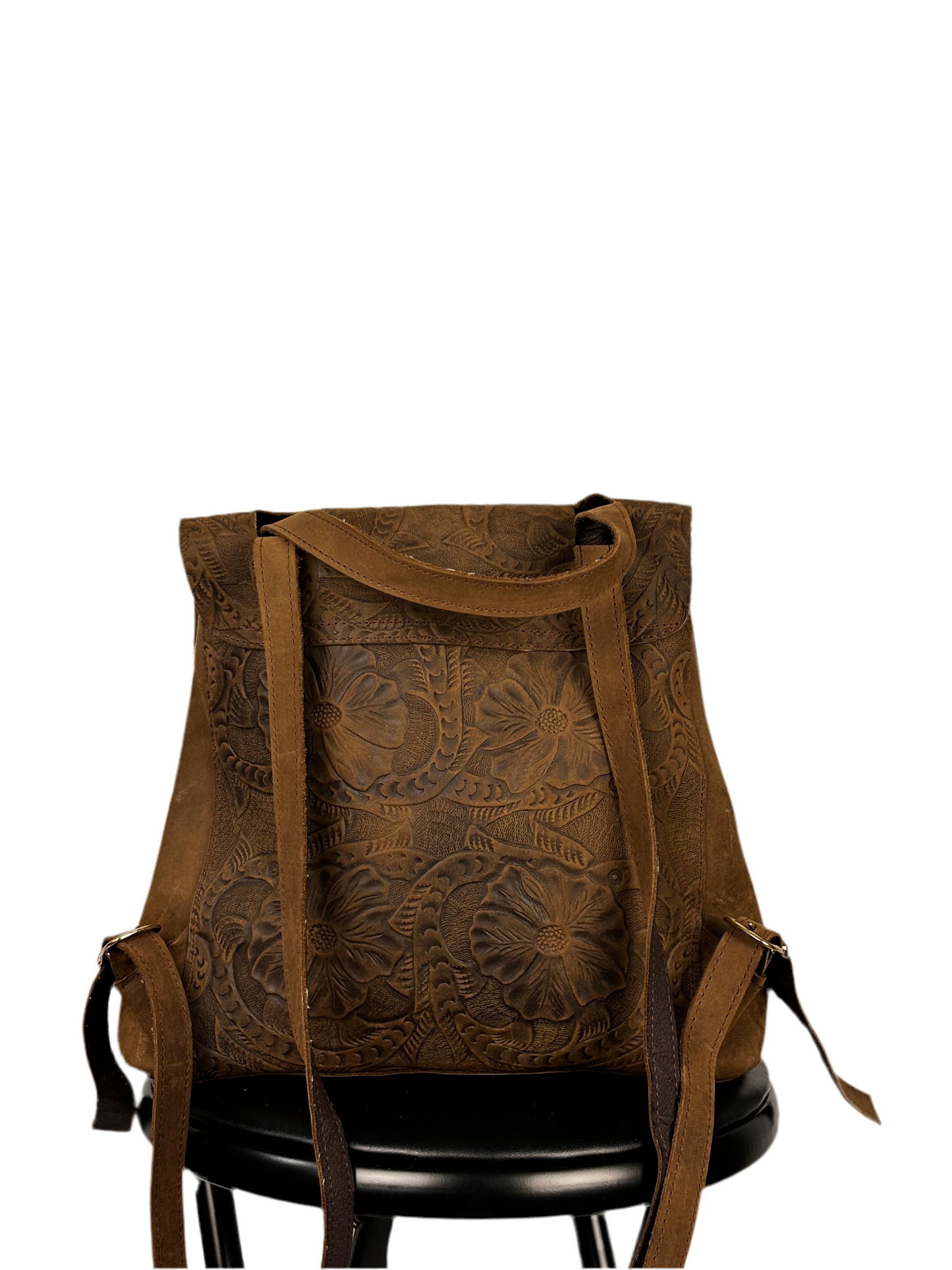 Floral Leather Backpack