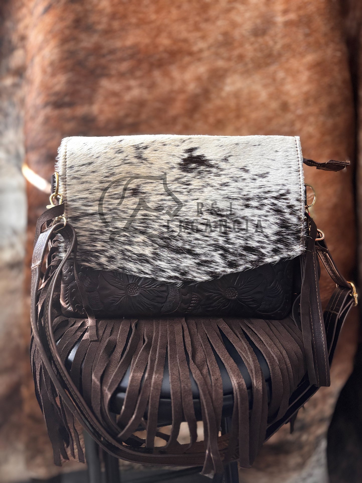 Cowhide Leather Fringe Bag