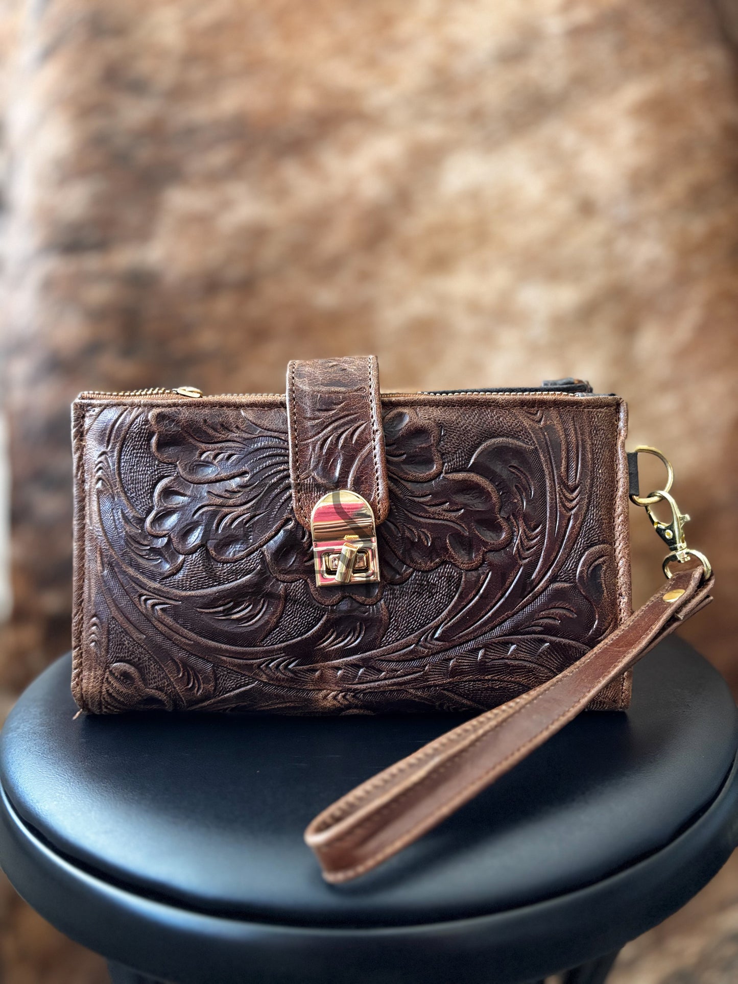 Leather Wallet with Wristlet