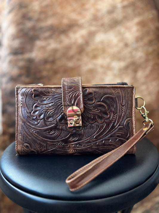 Leather Wallet with Wristlet