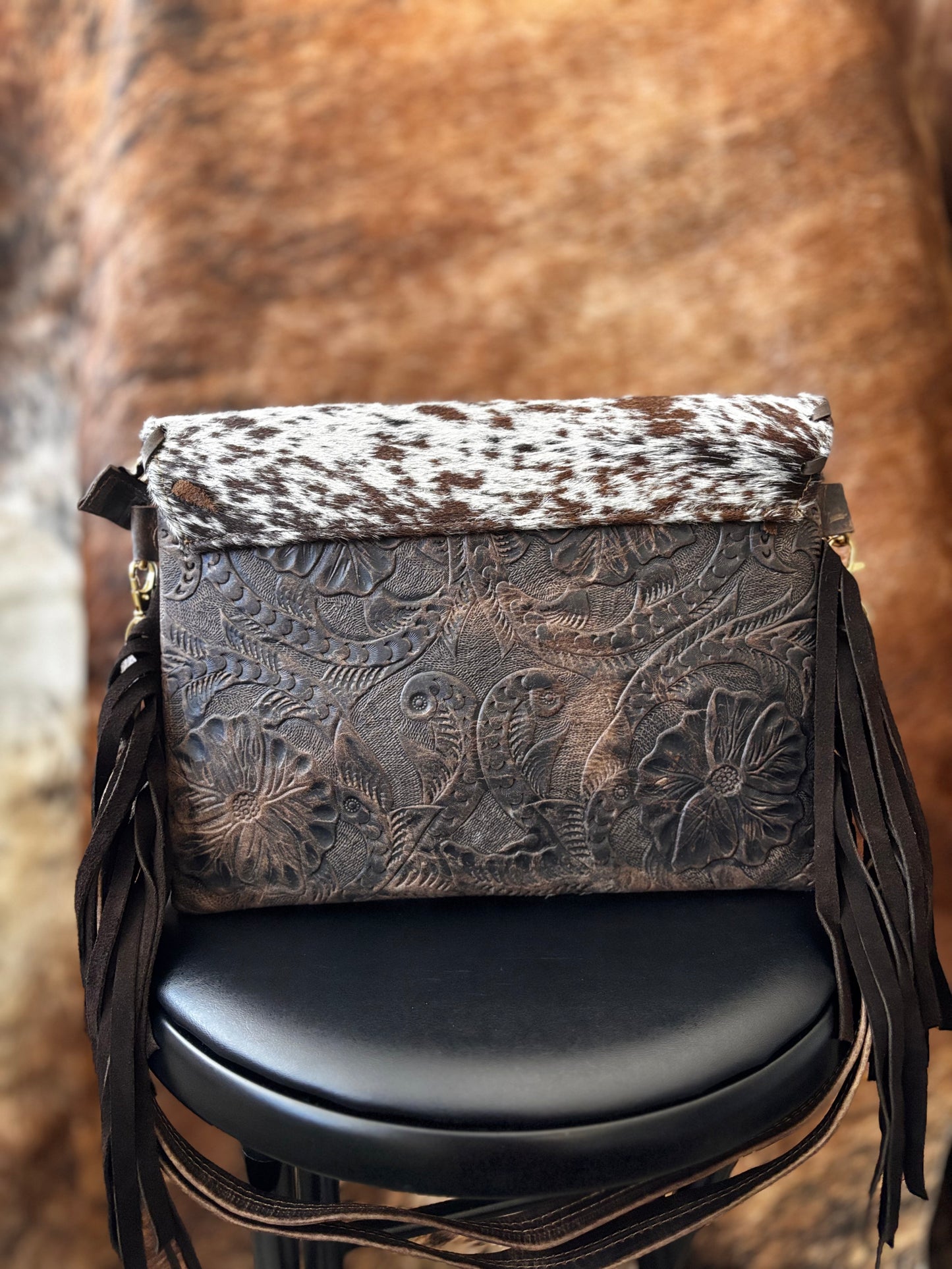 Cowhide Shoulder Fringe Bag