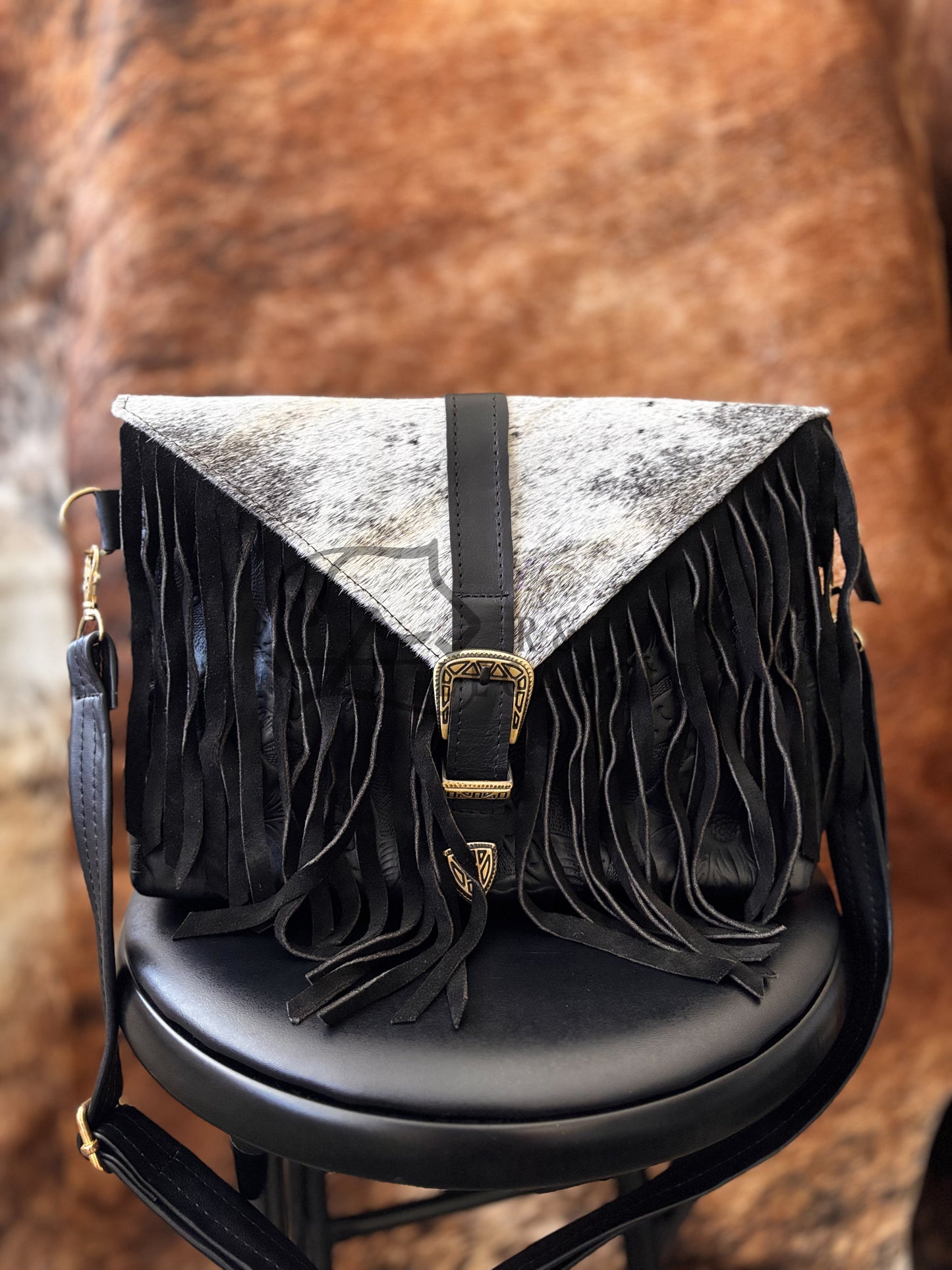 Cowhide Leather Fringe Bag