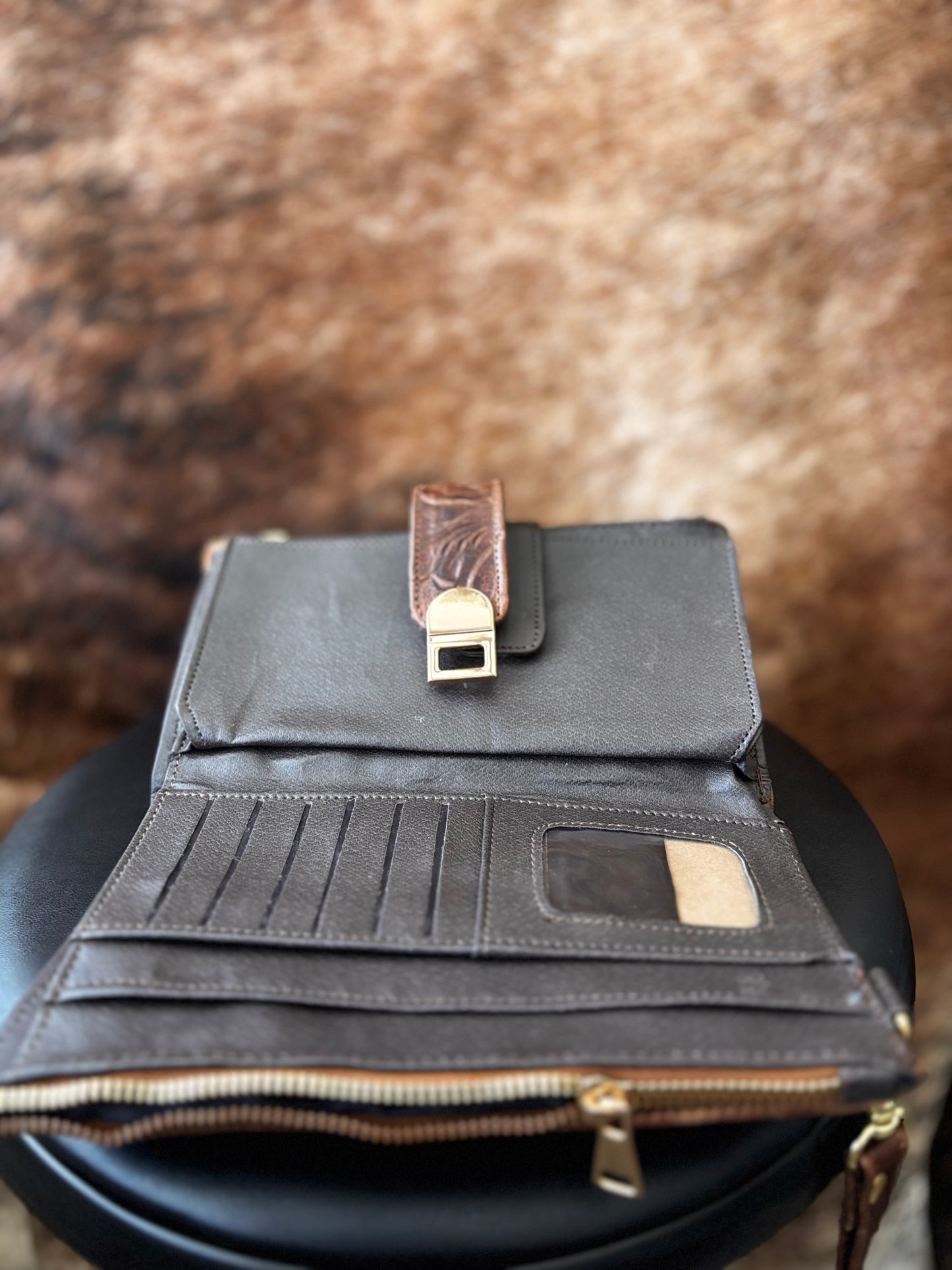 Leather Wallet with Wristlet