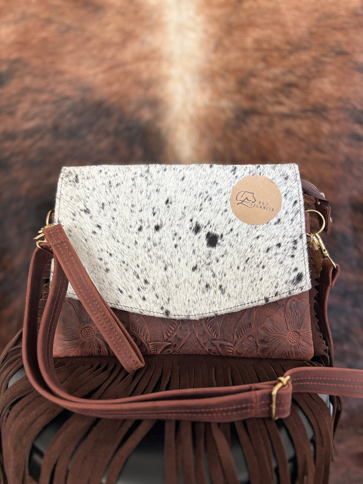 Cowhide Leather Fringe Bag