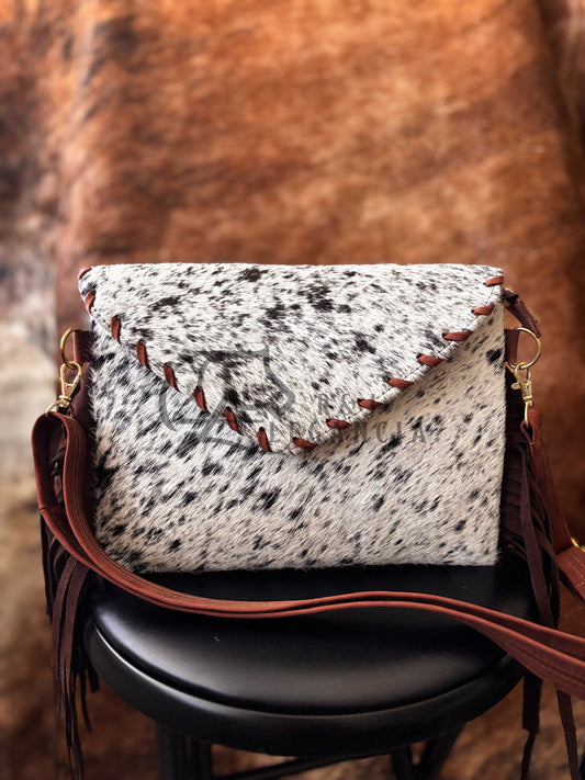 Cowhide Shoulder Bag with Fringe
