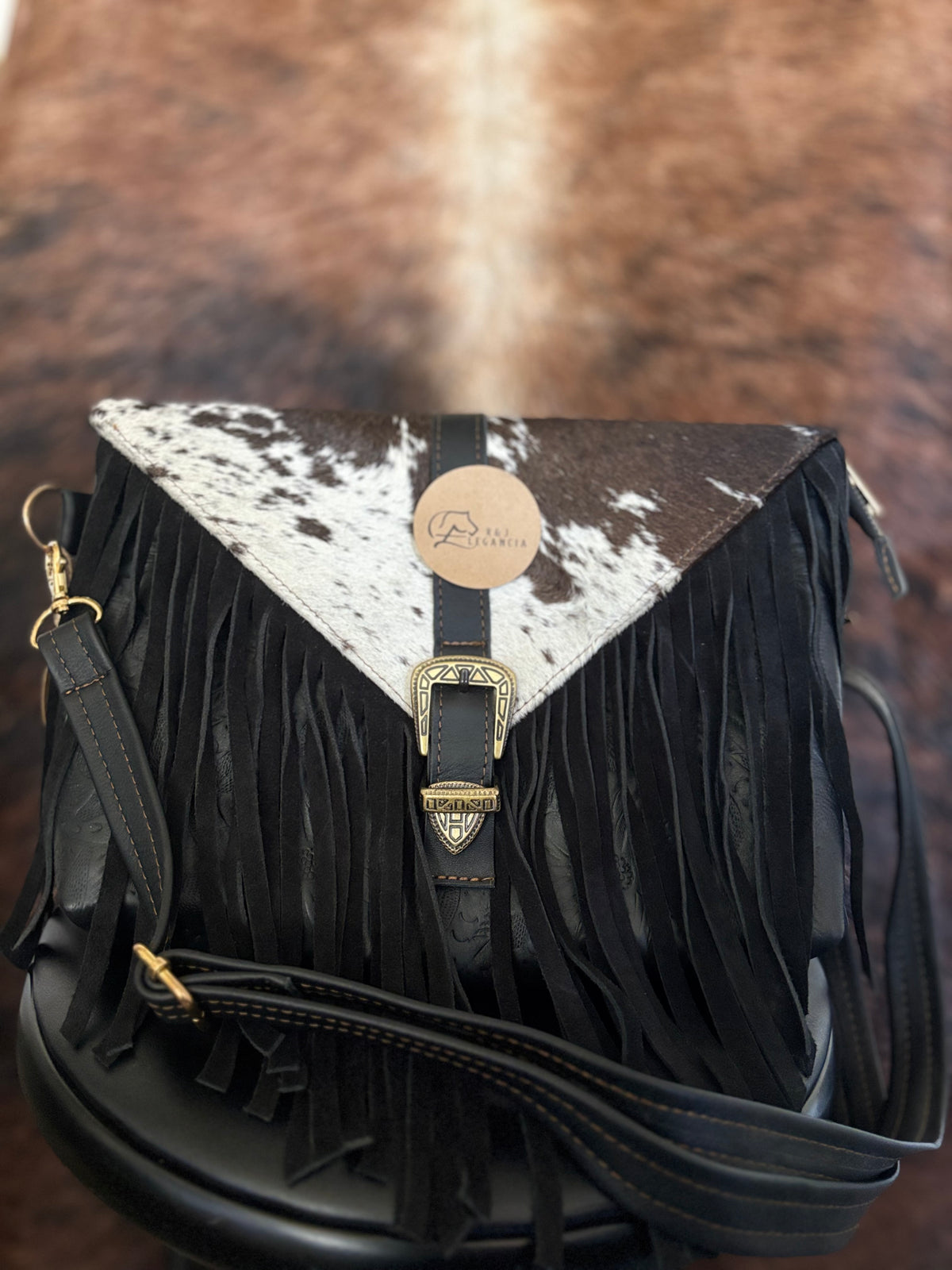 Cowhide Leather Fringe Bag