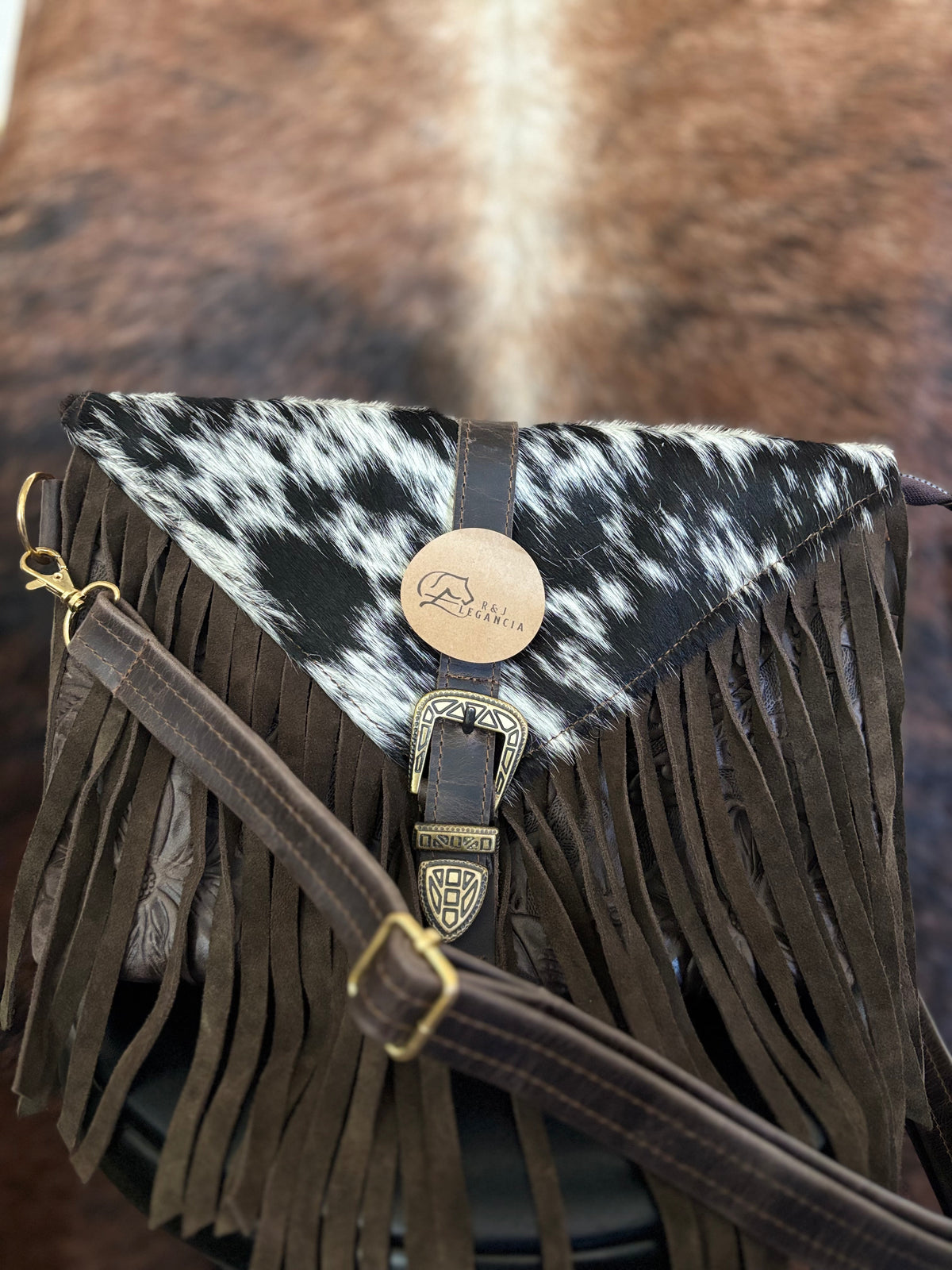 Cowhide Leather Fringe Bag