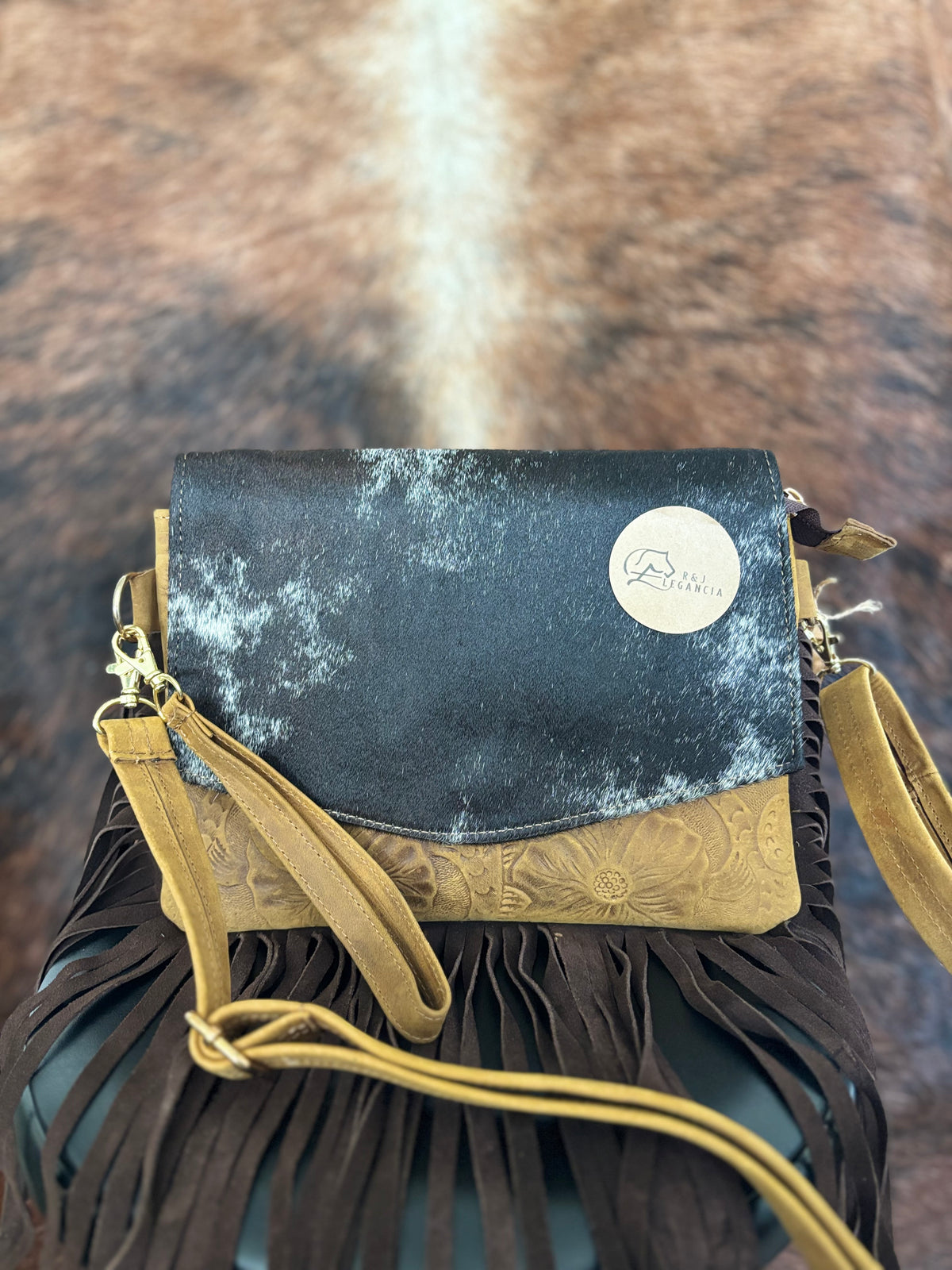 Cowhide Leather Fringe Bag