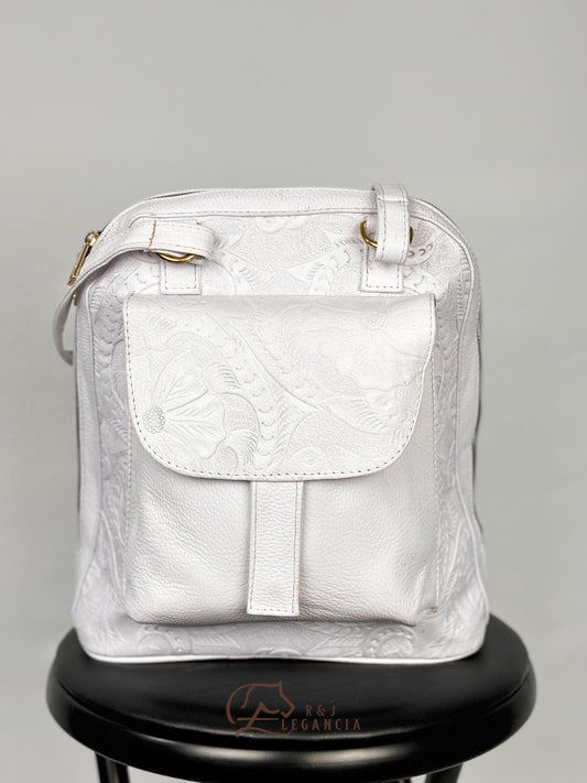 White Leather Backpack