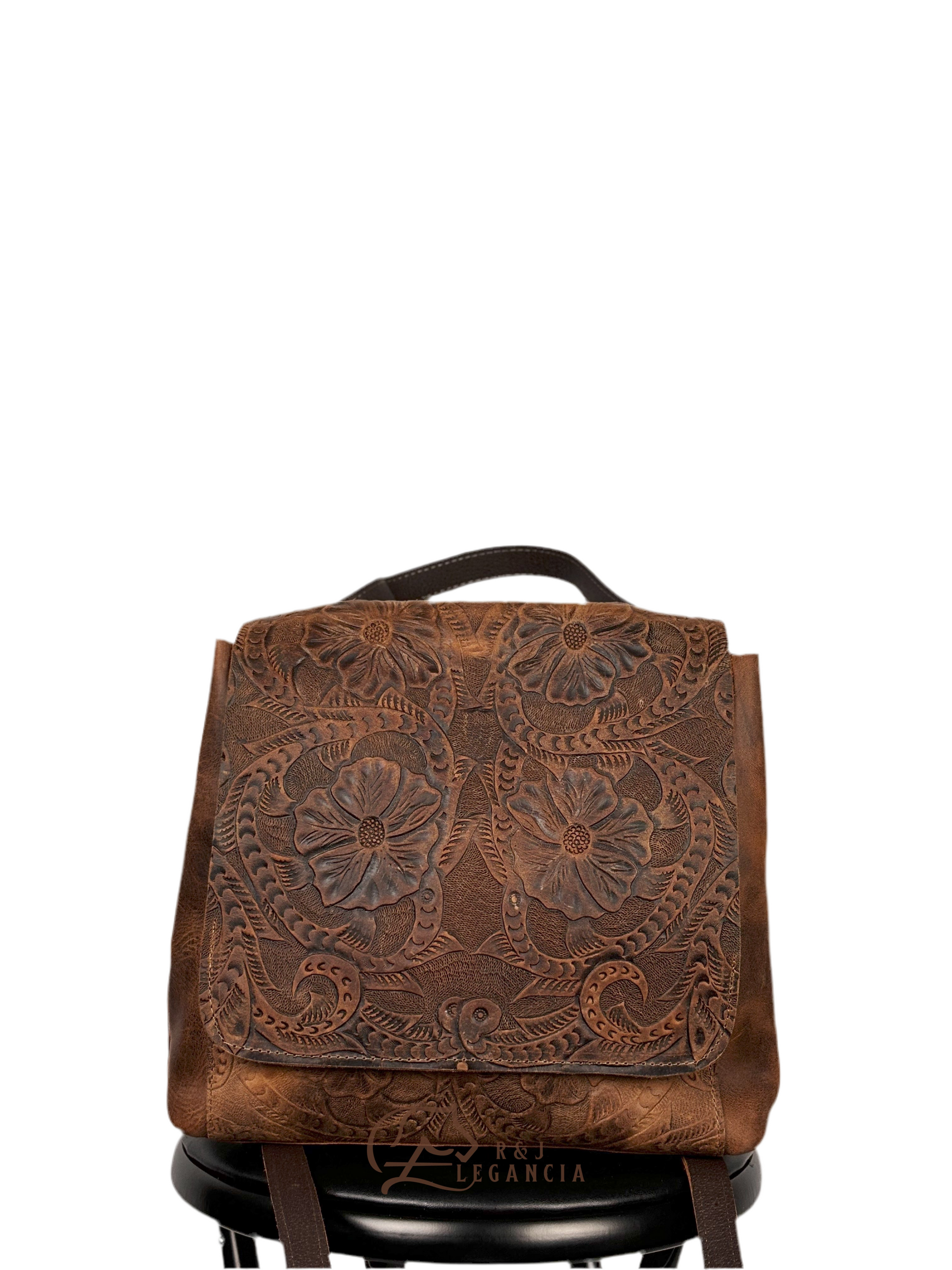 Floral Leather Backpack – R&J Elegancia
