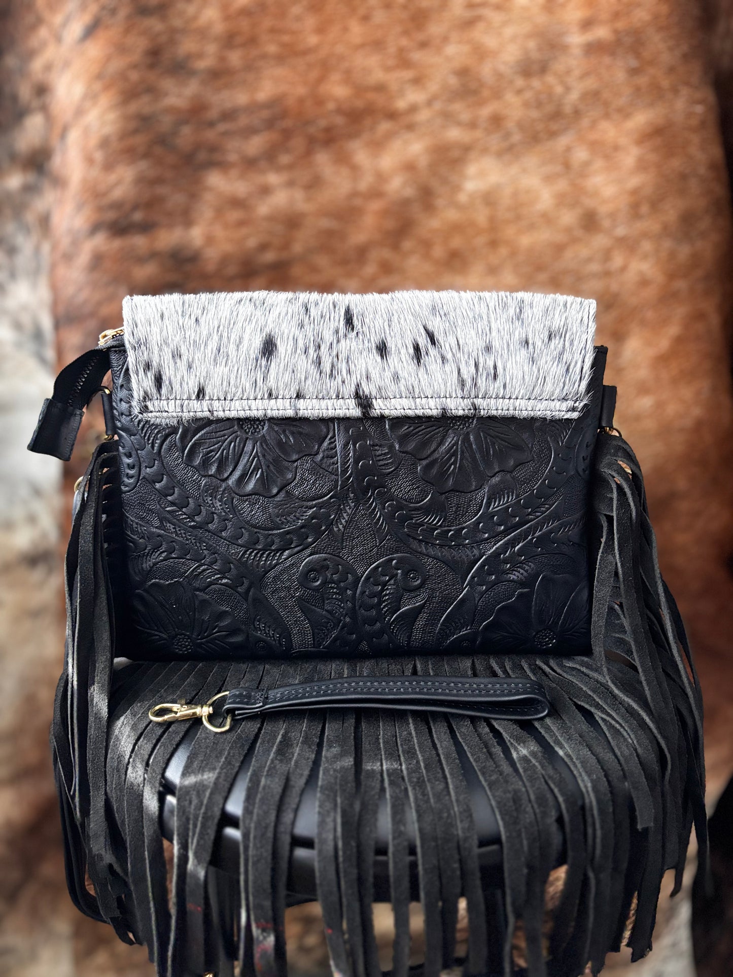 Cowhide Leather Fringe Bag