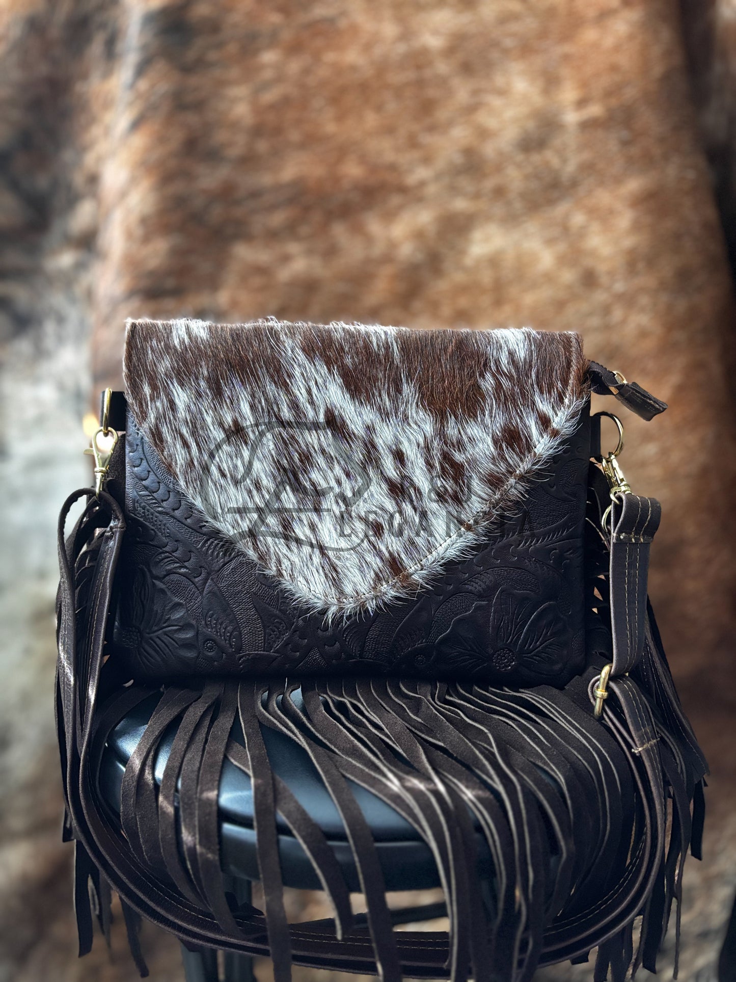 Cowhide Leather Fringe Bag