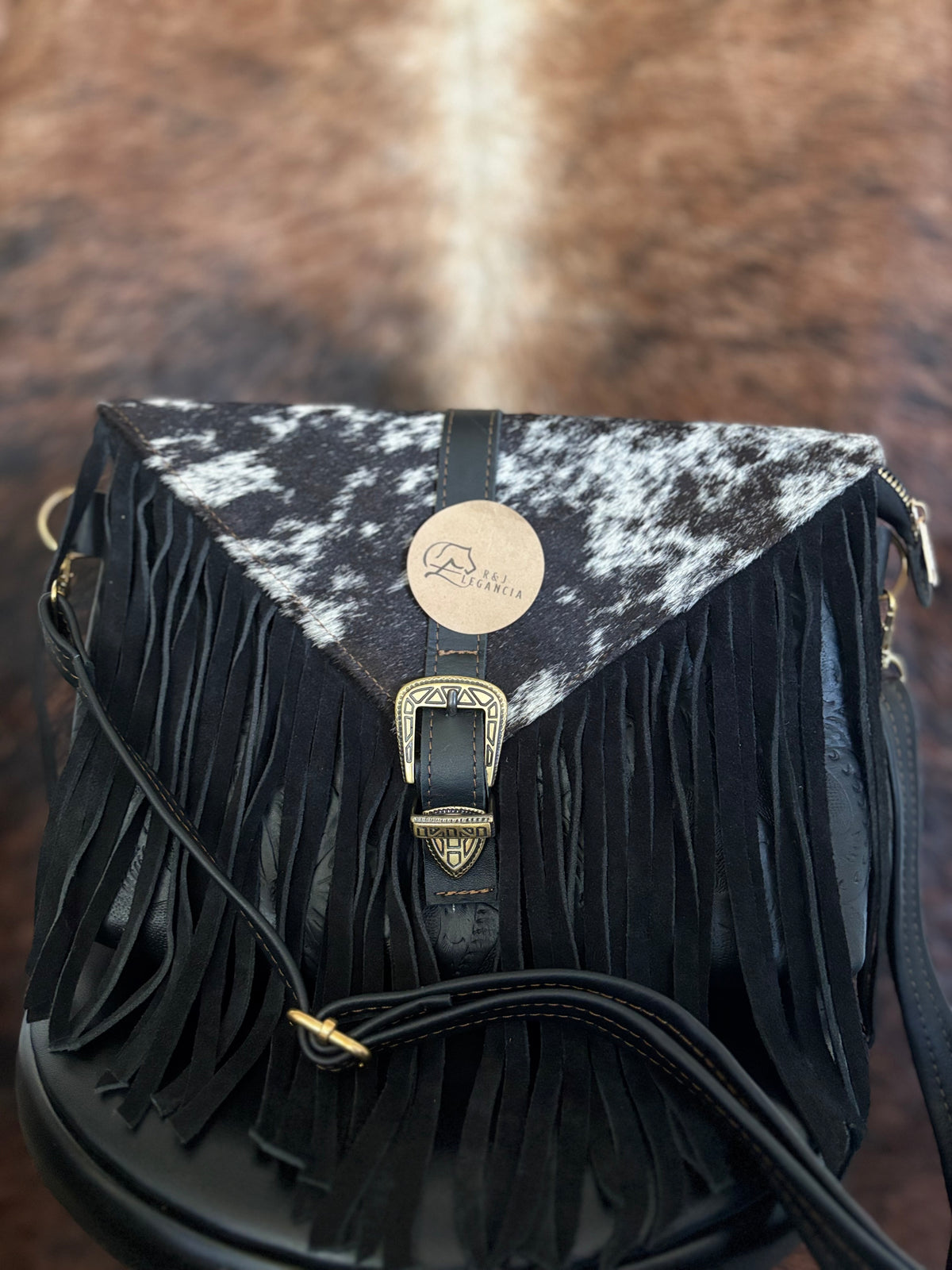 Cowhide Leather Fringe Bag