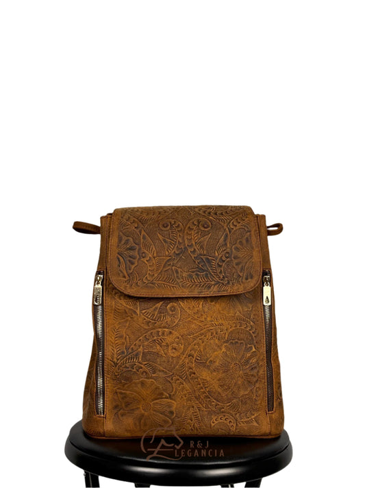 Floral Saddle Brown Backpack